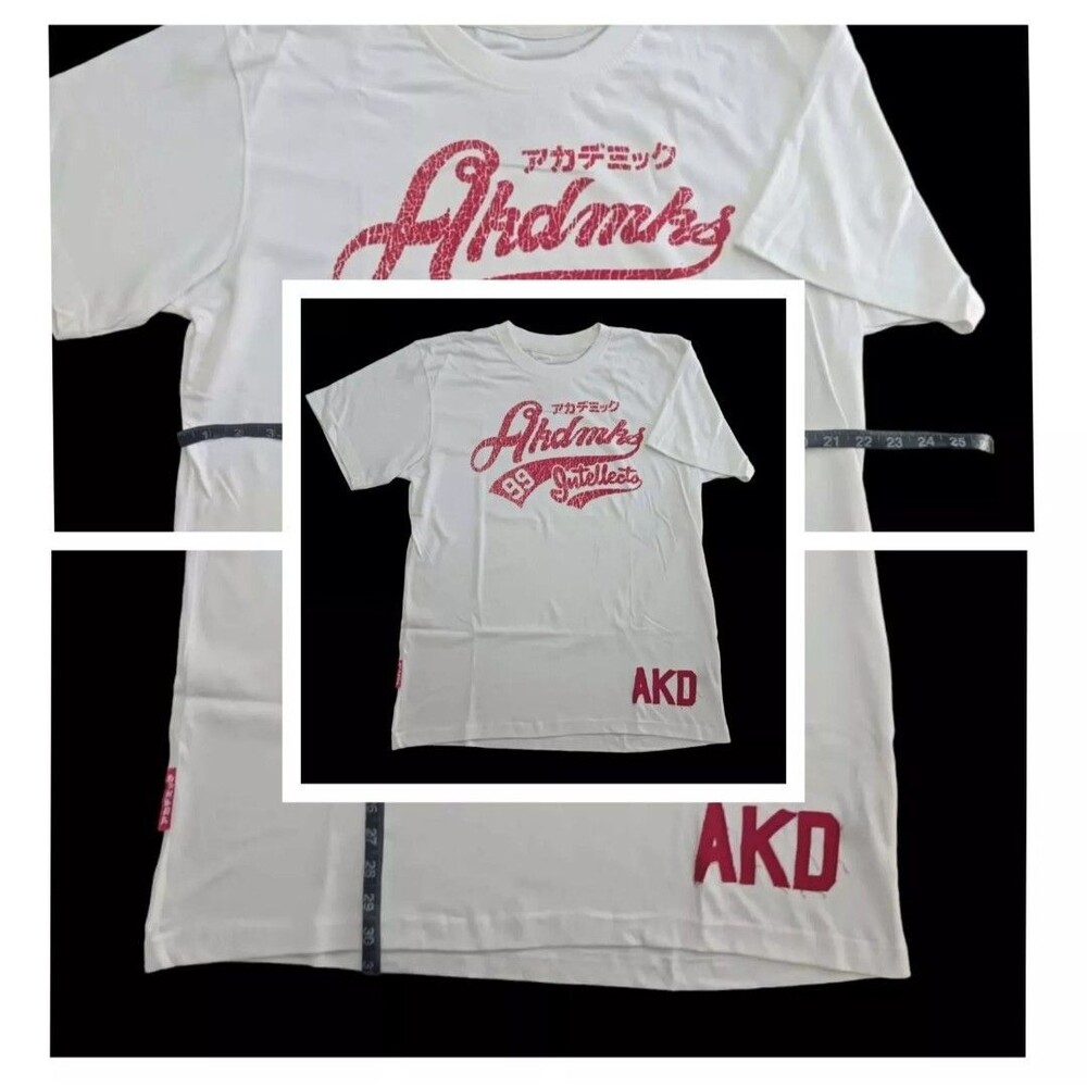 Akademiks Intellects AKD Mens XL White Short Sleeve Embroidered Hip Hop Street